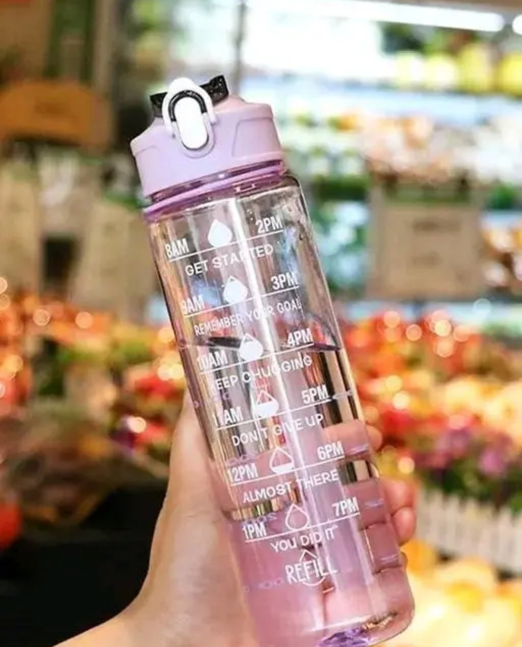 Happy Monk Water Bottle 1000 ml Motivational Time Marker, Leak proof & Durable
