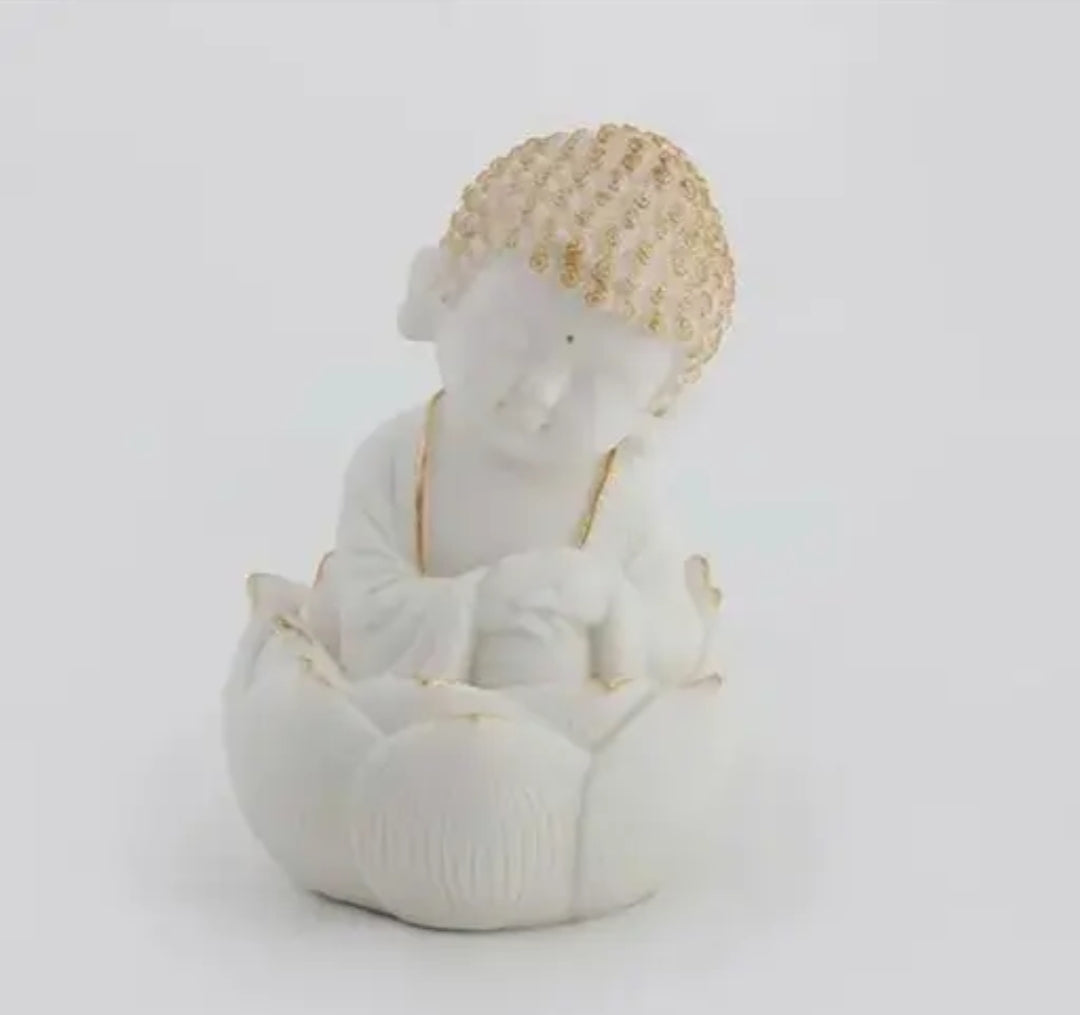 Little Buddha Duo – Premium Lotus Meditation Figurines for Home & Office