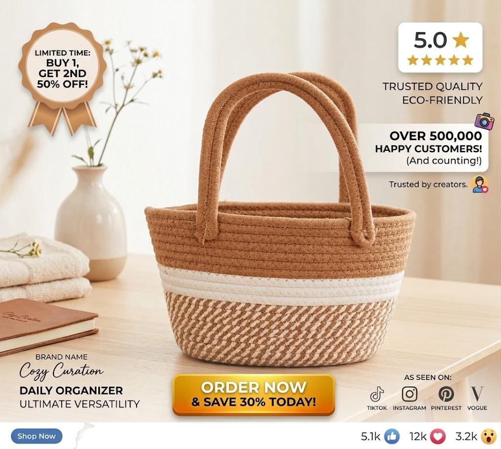 BohoLuxe Woven Storage Basket