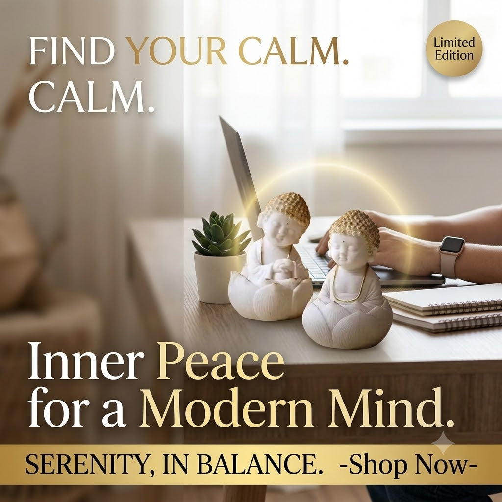 Little Buddha Duo – Premium Lotus Meditation Figurines for Home & Office