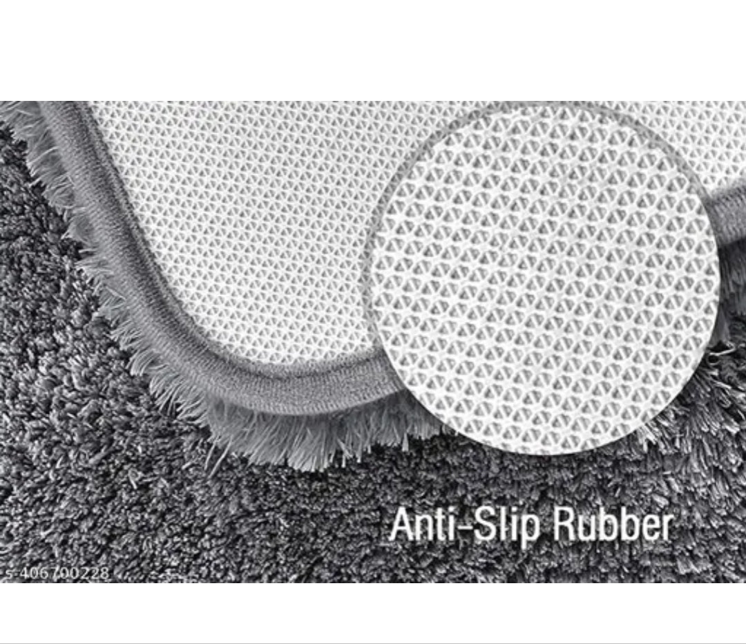 Makhmali Silver Grey Mat For Bedroom, Kitchen & Washroom | BUY 1 GET 1 FREE