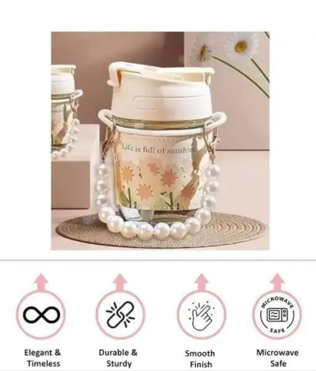 Elegant Bottle By HappyMonk with Straw