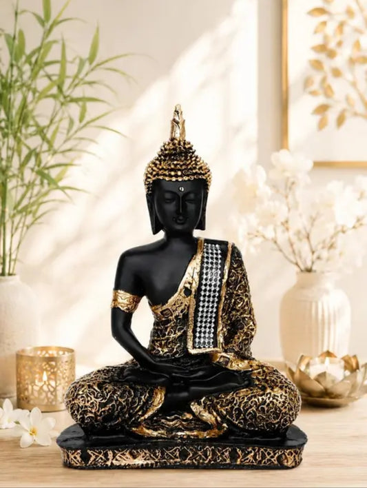 Premium Black And Gold Budhha Statue By HappyMonk