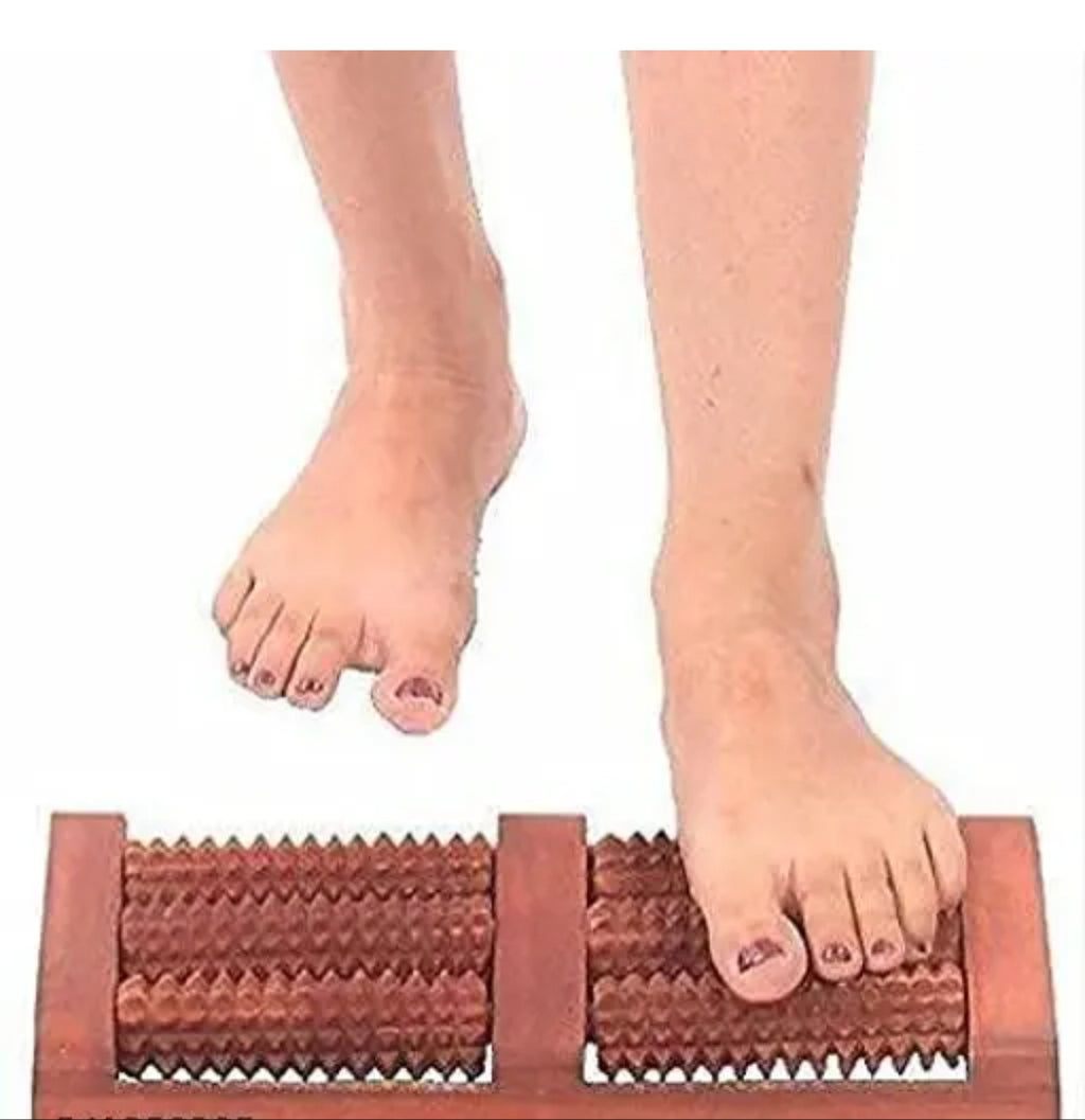 Wooden roller foot massager